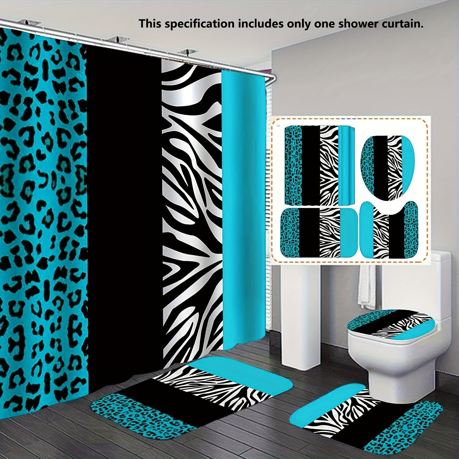 TEMU 4pcs Animal Pattern Bathroom Supplies Display Curtain Bathroom Curtains Shower Curtain No Drill Required Bathroom Curtains Durable Machine