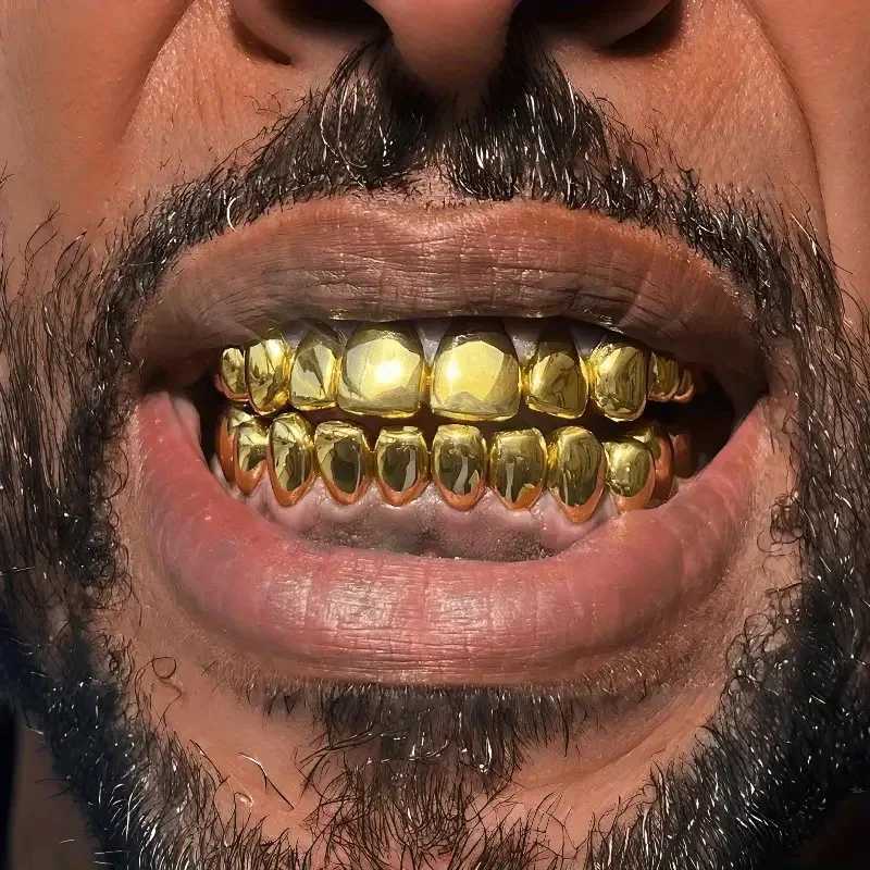 RACHELZ Hip Hop Classic Glossy Teeth Grillz Cs 8-8 Gold Silver Color Tooth Grills For Women Men Jewelry Halloween GiftXJ241225