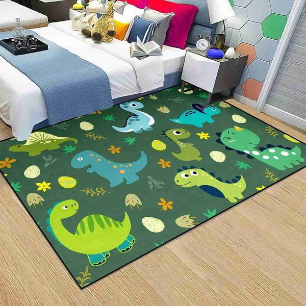 Cartoon dinosaur carpet childrens room bedside soft non-slip floor mat game crawling floor mat home decoration carpet door matY240729