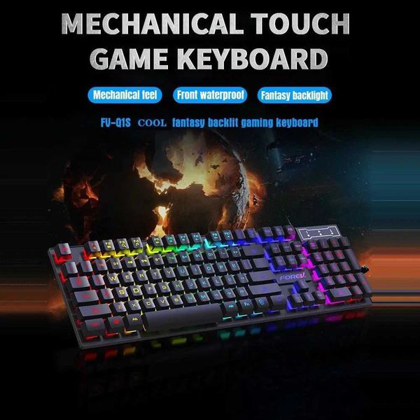 Wired Mechanical Keyboard for PC Laptop Desktop 104Keys Ergonomic Colorful Lighting Gaming and Office Keyboard PC AccessoriesM240715