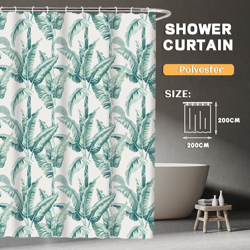 YL-36927 Manufacturers Spot Digital Printed Fabric Shower Curtain Waterproof Thickened Bathroom Partition Curtain with Hook
