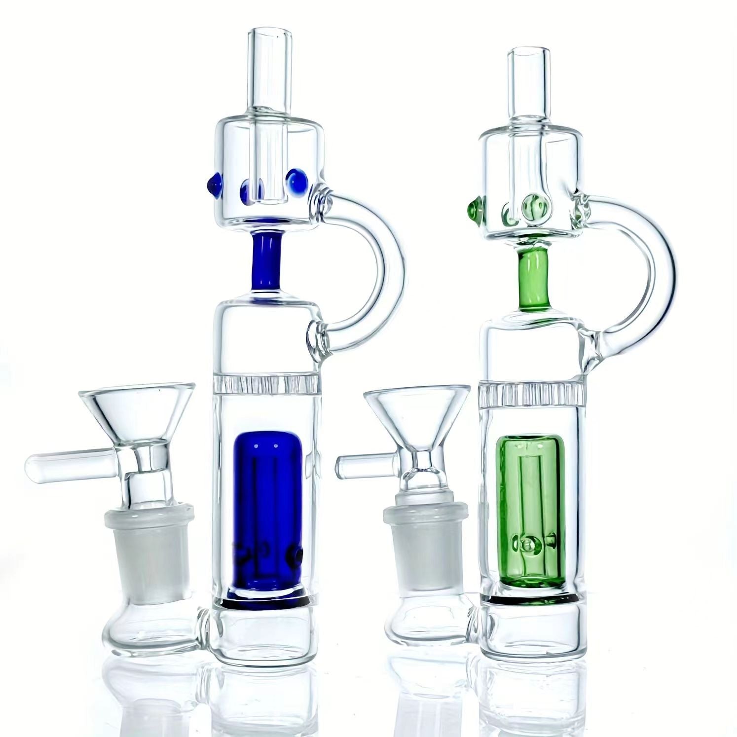 15cm Mini Water Bongs Glass Hookah Bubbler Recycler Smoking Pipes Oil Dab Rig Handle Pipe