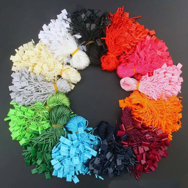 190Pcs Clothing Tag Rope Plastic Square Head Polyester Cords Multicolor Hanging Tablets Labels For Garment Bag Accessories