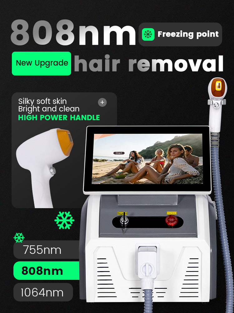 Professional Three Wavelength 755-808-1064 NM Freezing Point Laser Permanent Painless Hair Removal Machine Skin Rejuvenation