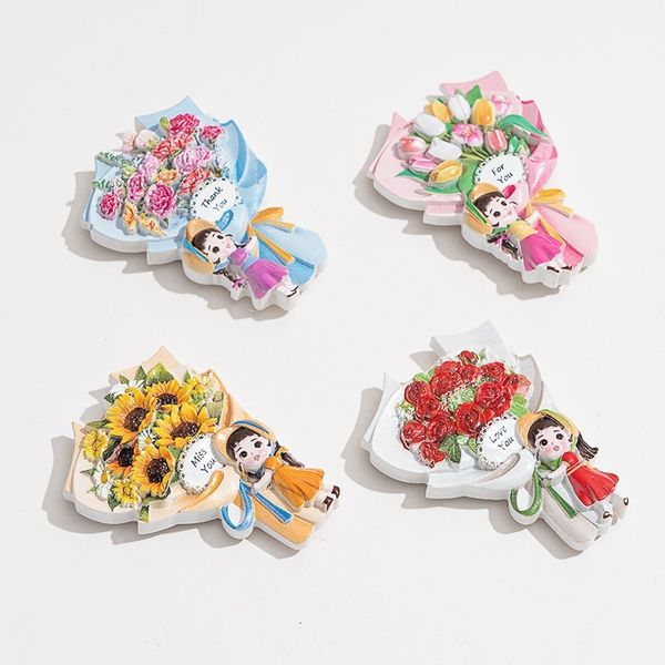 Girl wer refrigerator personalized and cute creative magnetic stickers, resin soft rubber cartoon home decoration ornaments