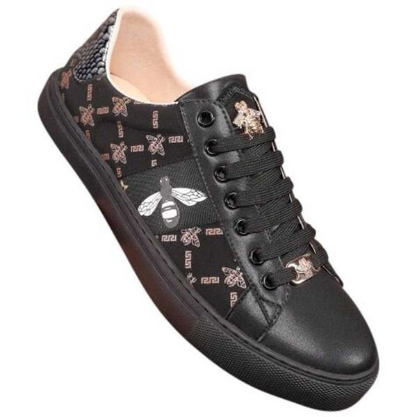 Mens sapatos 2024 outono e inverno novos sapatos de tábua de tábua plana respirável Little Bee Casual Shoes Mens Trendy