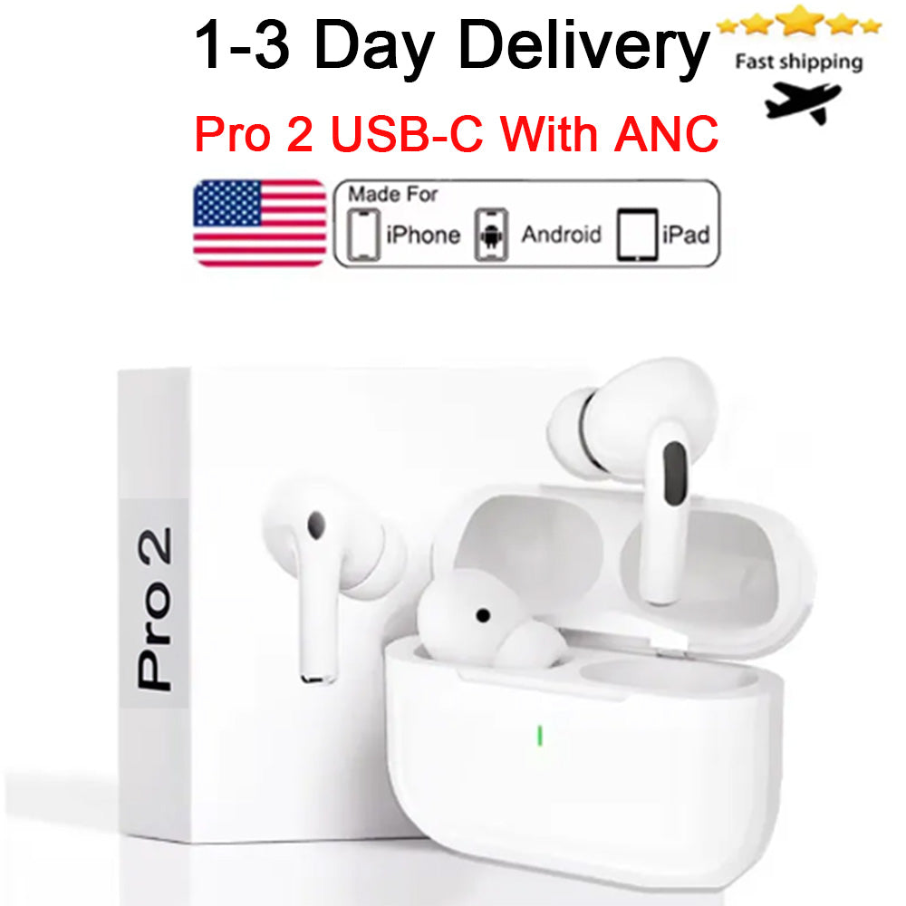 2024 New Pod 4th Gen Pods Pro 2 With ANC USB-C TWS Wireless Bluetooth Earphones Pods Pro 3 Earbuds Earphone Handfree Headset USB-C charging port For