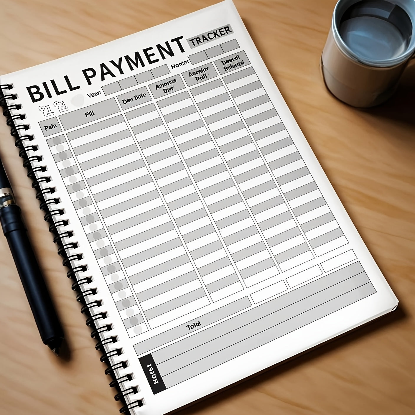 TEMU 96pages Spiral-bound Monthly Bill Organizer - And Budget Notebook With Expense Sheets, Bill Payment Log And Sections, English Version