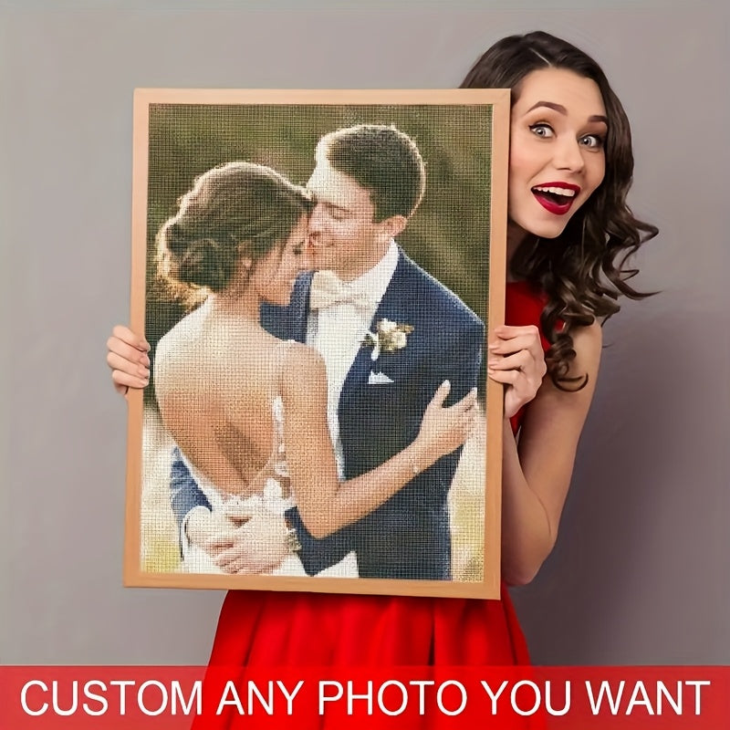 TEMU Customized 5d Diamond Painting Kit - Personalized Photo Art With Diamonds, Canvas Material, Home Wall Decor And Valentines Day Gift, Set