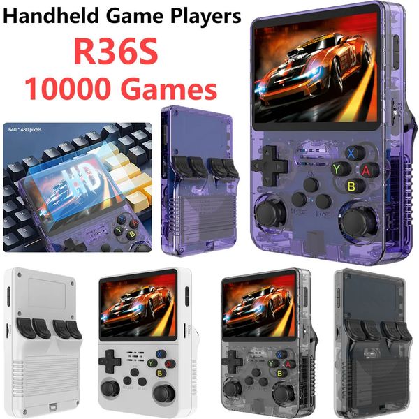 Jogadores R36S Console de jogo retro portátil de 3,5 polegadas Pocket Pocket Video Player para crianças 64 GB 10000 Games System UX 231114
