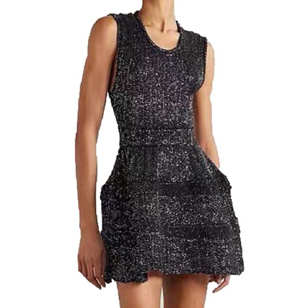 designer dress clothing designer women dresses vestidos A home 2024 new French style heavy industry vintage sequin sleeveless knitted skirt