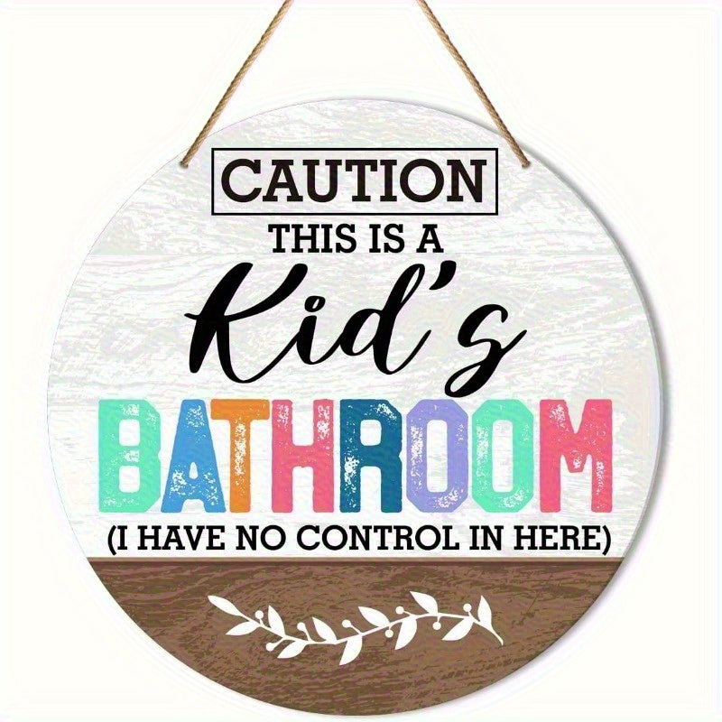 TEMU Bathroom Sign - Humorous - "caution This Is A 's Bathroom" Warning Label, Rustic Artificial Wood Wall Decoration With Easy-to-read Lettering,