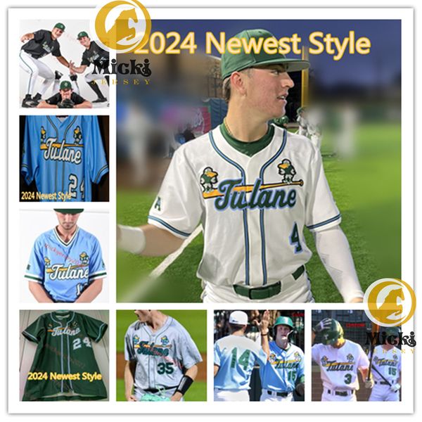 Tulane Green Wave Baseball Jersey Brayden Morrow Jacob LaPrairie Seth Beckstead Frankie Niemann Brennan Lambert Custom Stitched 2024 Tulane