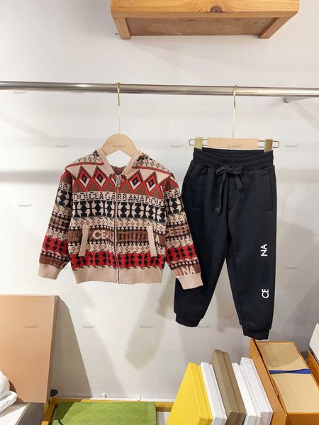 Top Tracksuits baby hoodie set Autumn Kids designer Clothes Multi-pattern striped design hooded cardigan and pants