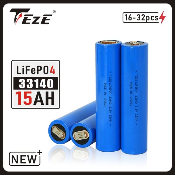 16-32pcs 3.2V 15Ah 33140 Lifepo4 Battery Brand New Diy12v 24v 36v 48v 20Ah 30Ah Scooter Solar Batteries Pack