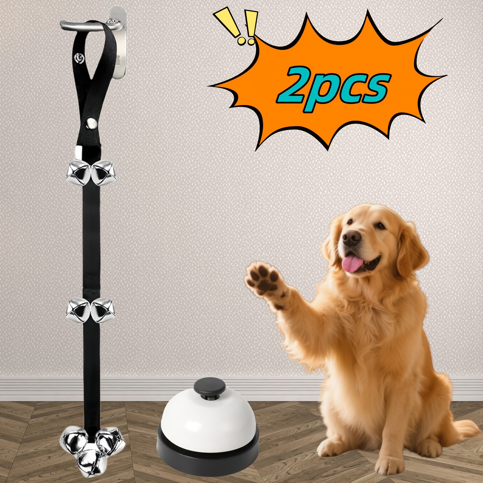 TEMU Dog Doorbell + Dog Training Clicker, High-quality Adjustable Bell For Litter Box And Communication Devices, Simple Method - 7 Ultra-loud Bells,