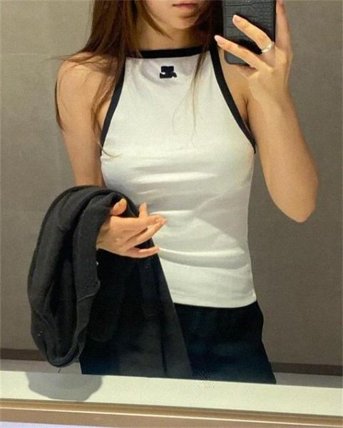 Women&#039;s Tanks & Camis embroidered cotton-blend tank top Shorts Designer Nylon Yoga Suit O-neck Sleeveless Sports bra Vest Ladies solid