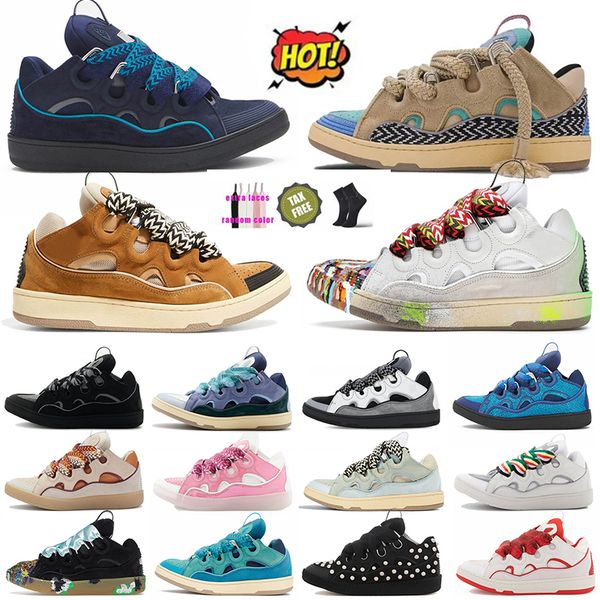 Luxury Newest Designer Dress Shoes fashion Leather Curb Sneakers Pairs Men Women Lace-up Extraordinary Trainers Calfskin Rubber Nappa Classi