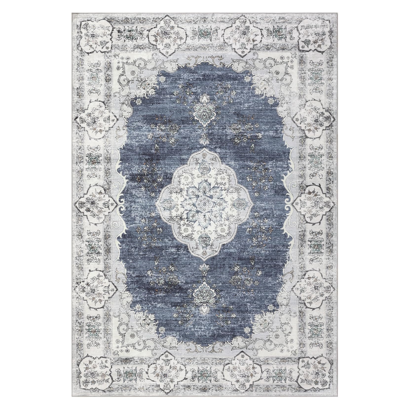 Garvee Washable Area Rug 8x10 Rug for Living Room Abstract Vintage Distressed Geometric Large Rugs for Bedroom Non Slip Floor Mats Soft Low Pile Stain