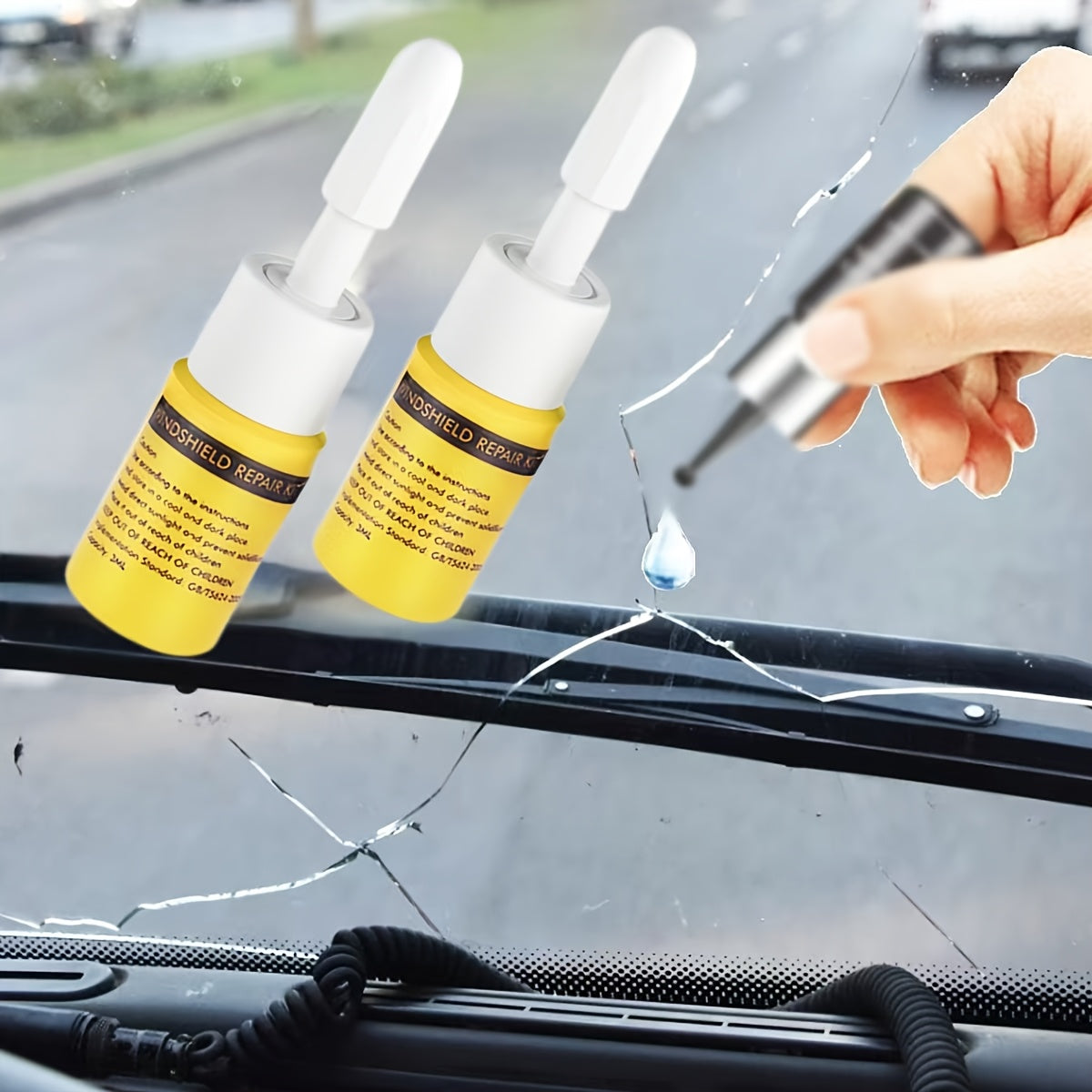TEMU 2pcs Windshield Repair Kit, Glass Repair Kit Automotive Diy Windscreen Tool For Fixing Chips, And Star-shaped Crack - Nano Repair Kit Windshield