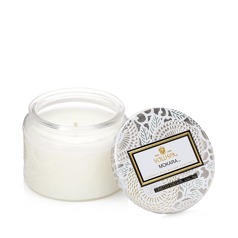 Voluspa Japonica Mokara Small Embossed Glass Candle 3.2 oz.