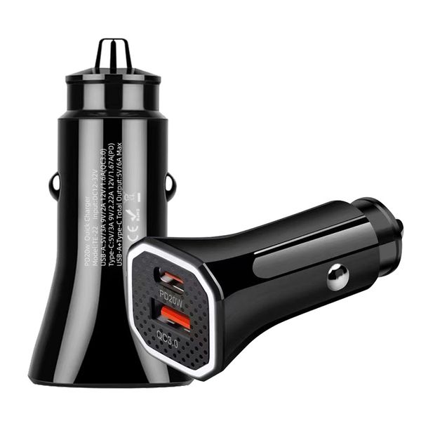 2 Ports 3A Fast Cell Phone Chargers Type-C Car Power Adapter USB C Car Charger For Iphone MobilePhone