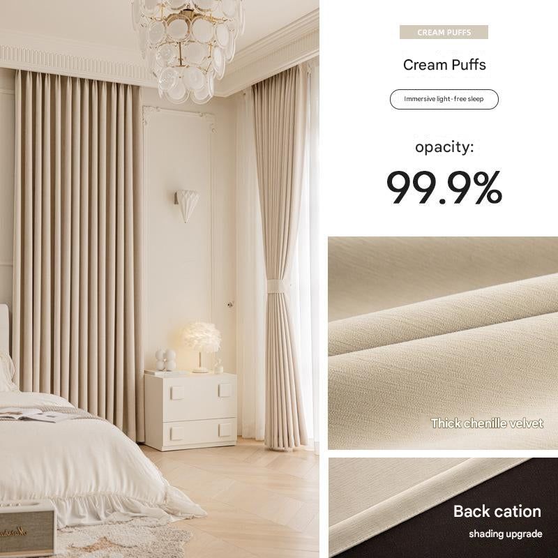 T0391 bedroom curtain full blackout new French chenille living room high-end feeling _ velvet cloth atmosphere