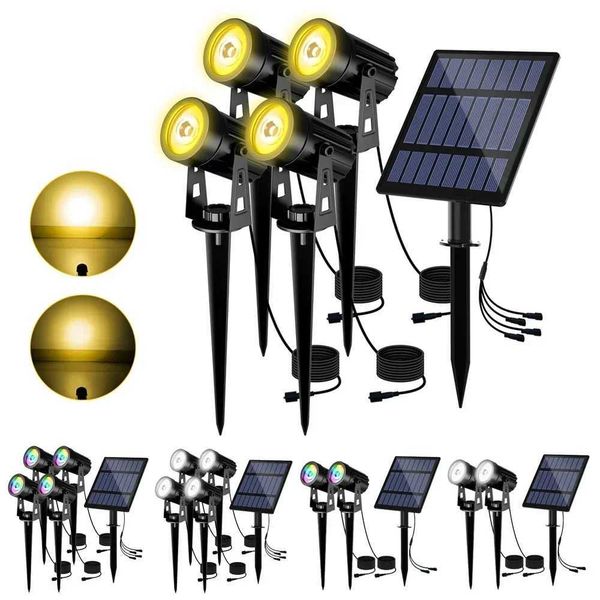 Latest 3000K-6000K-RGB solar LED lights outdoor solar spotlights solar garden lights outdoor IP65 waterproof lawn lights wall lights X241102
