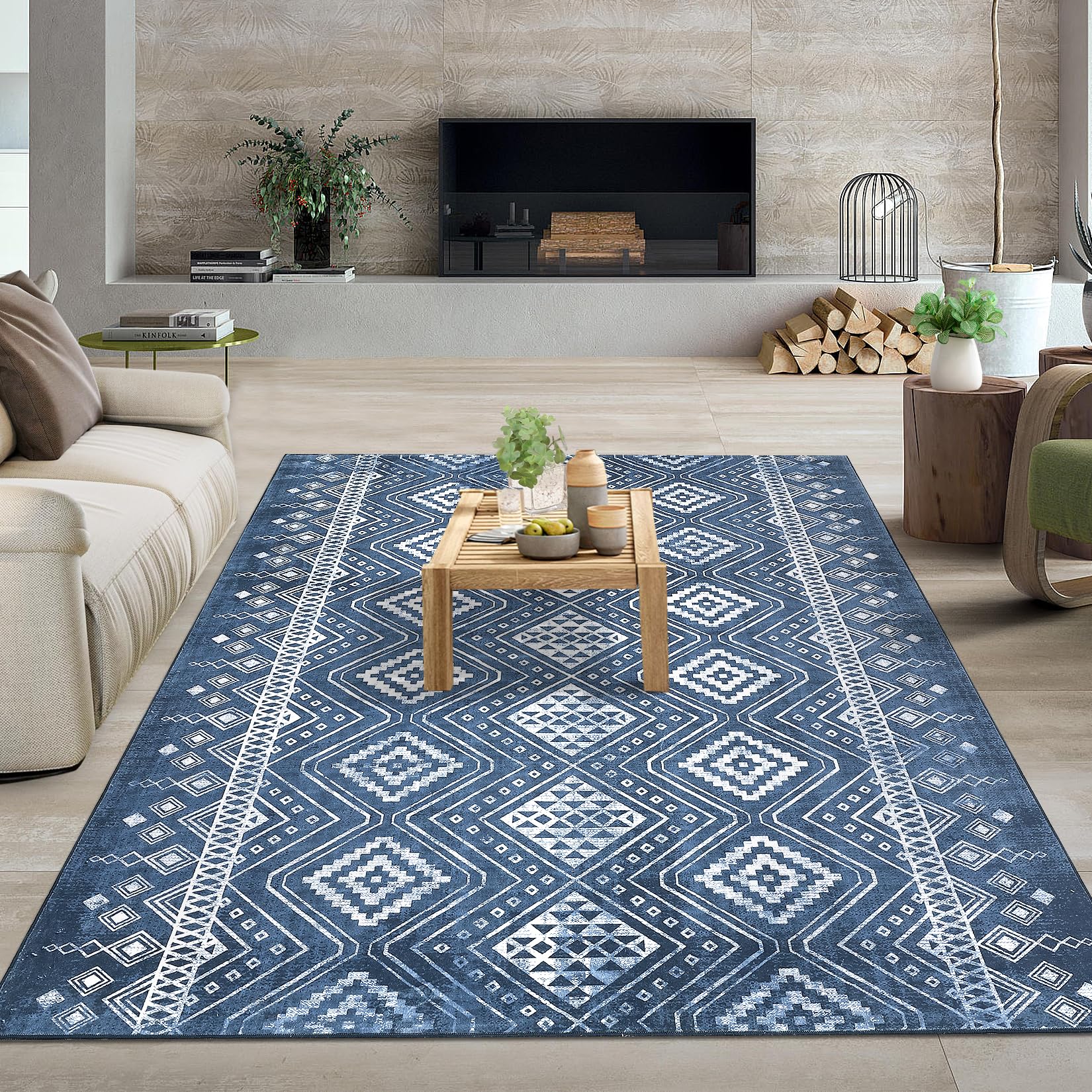 Garvee Large Area Rugs 8x10 Living Room Rug Bohemian Throw Rugs with Rubber Backing Washable Rugs Bedroom Rugs Soft Rug No Shedding Floor Mats Vintage