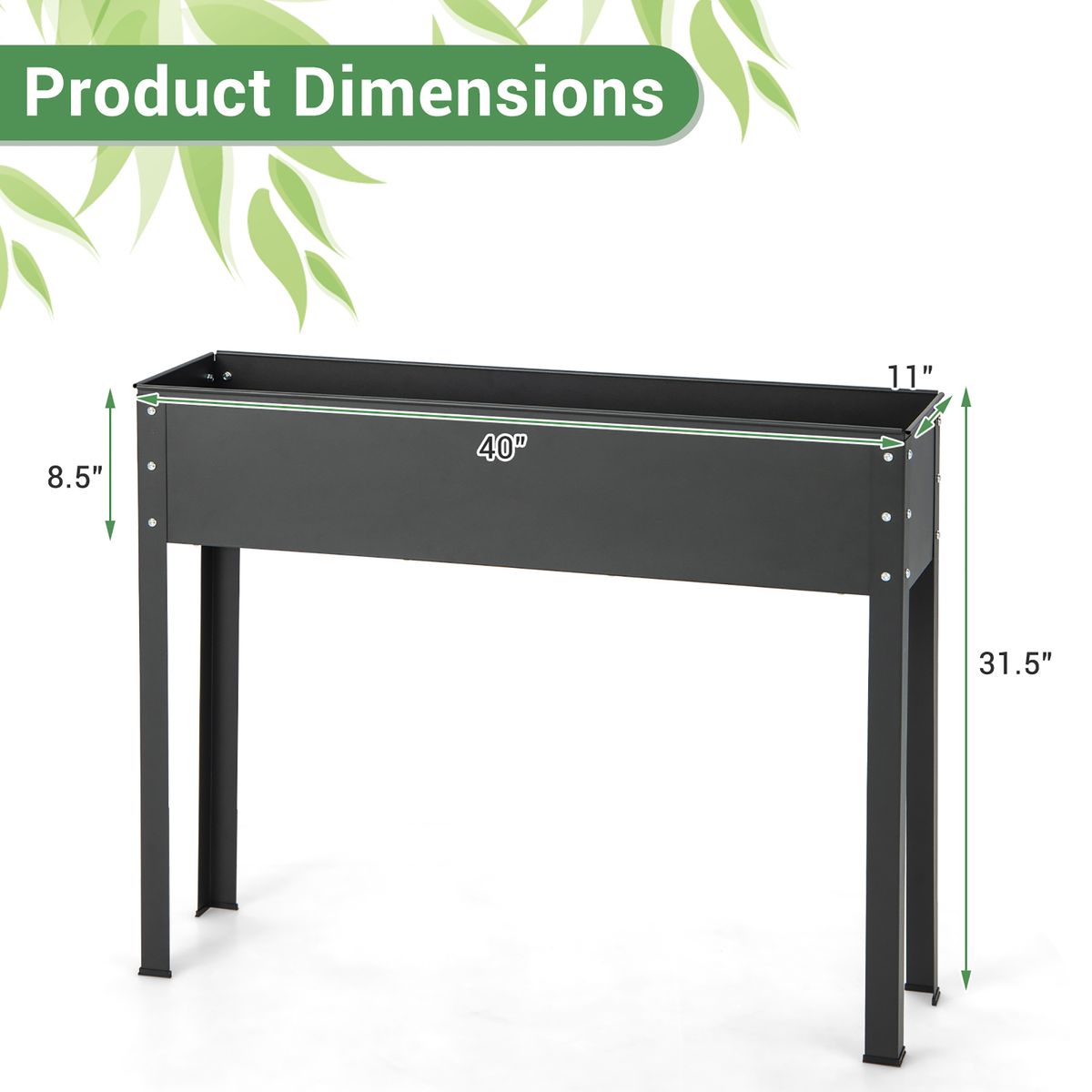 Metal Elevated Planter Box Raised Garden Bed with Legs and Drainage - Costway 40'' Raised Garden Bed