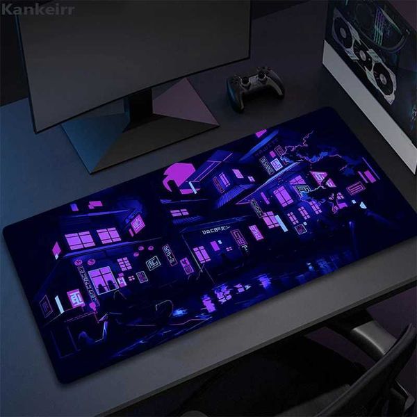 HD Customized XXL Mousepad Anime Neon City Signs Mouse Pad Gamer Large Pc Keyboard Deskmat Office Computer Accessories Table MatM240802