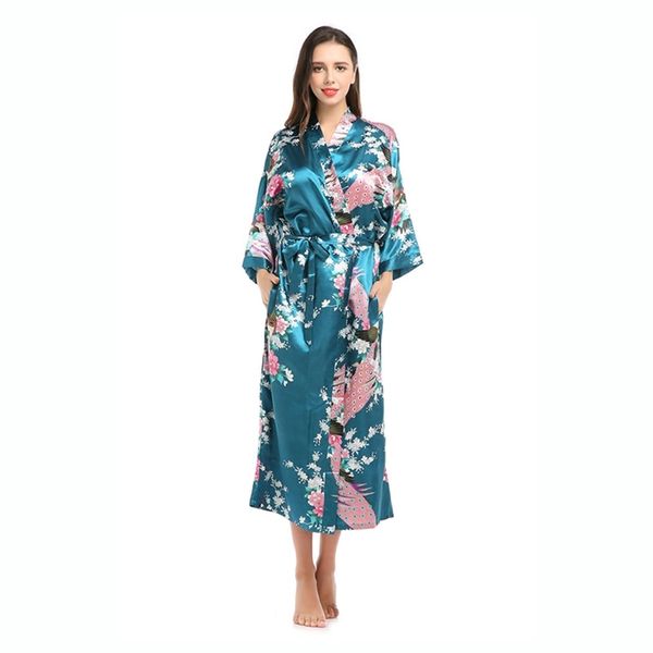 Women&#039;s Robe Womens Silk Satin Kimono Robes Long Sleepwear Dressing Gown Floral Printed Pattern Party Wedding Bridesmaid Bathrobe 22083