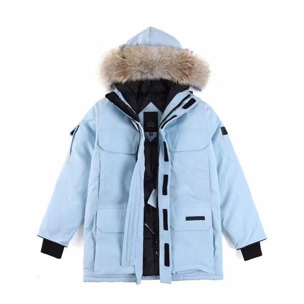 Warm jacket for men women with real wolf fur collar hooded parka thickened and warm overcoat White duck down fabric three