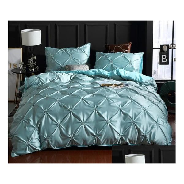 Bedding Sets Satin Silk Set Solid Color Nordic Style With Pillowcase Fl Queen King Size Drop Delivery Home Garden Textiles Supplies Otwme