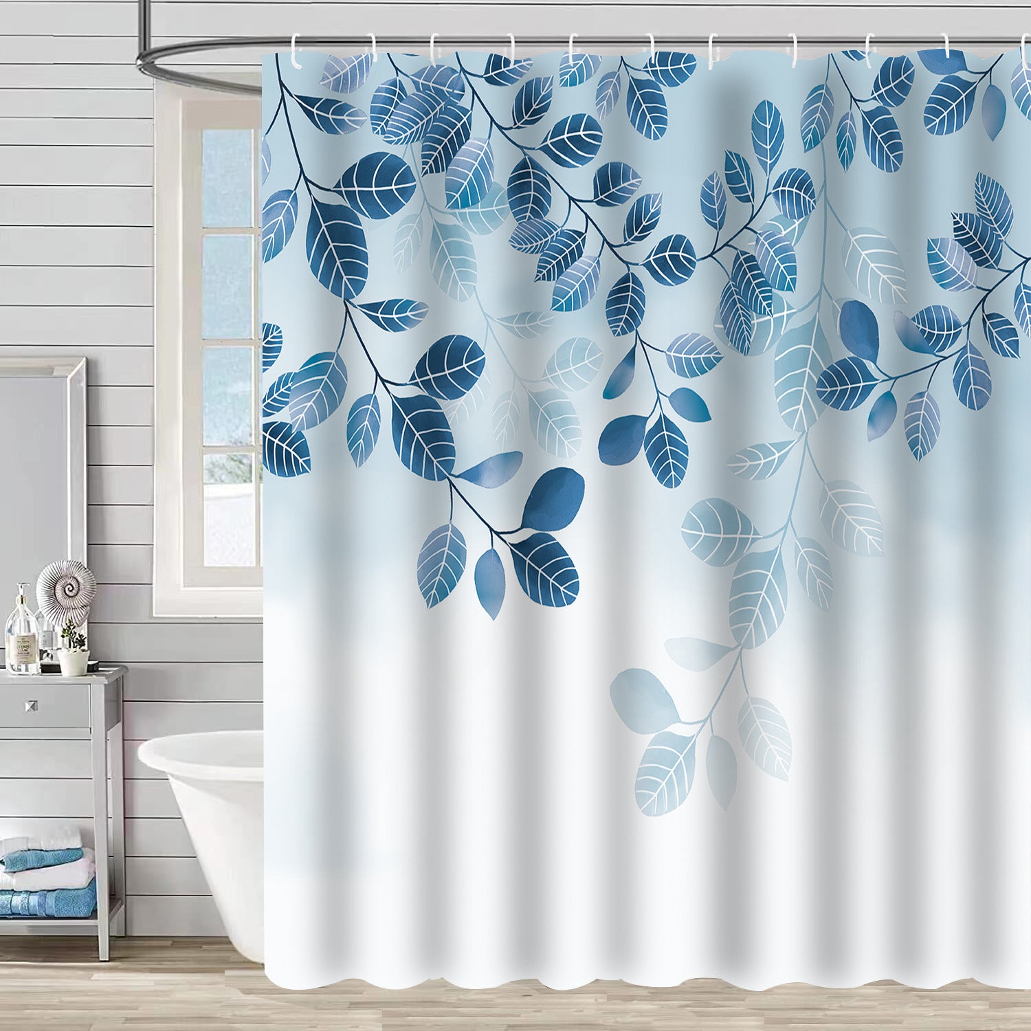 YL-37165 digital shower curtain cross-border plant flower waterproof polyester bathroom four-piece set dry and wet separation moisture-proof