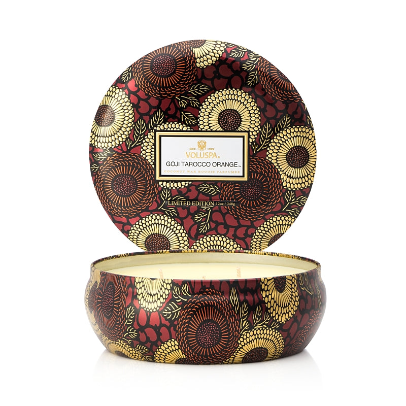 Voluspa Goji Tarocco Orange 3 Wick Tin Candle, 12 oz.