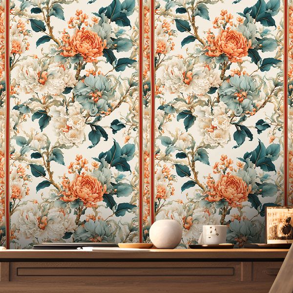 wallpaper green plants floral patterns retro personalized watercolor style waterproof and moisture-proof home decoration