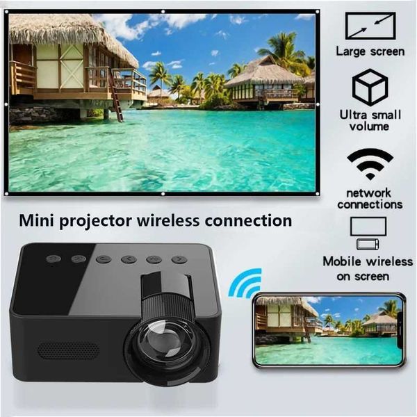 Projectors Wireless Home Projector Mini Portable High Quality Outdoor Camping Smartphone Mirror Supports Home Theater J240509