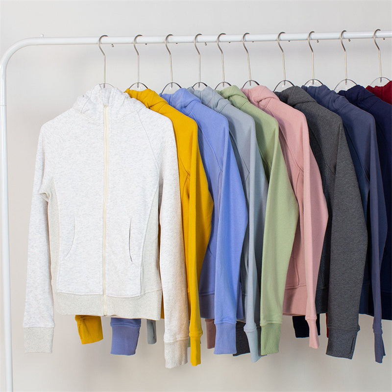 Women Fleece Hoodie Jacket Yoga Wear Outerwear Sports Full Zip Hooded Jackets Fitness Long Sleeve Top plush hoodie For Fall Winter