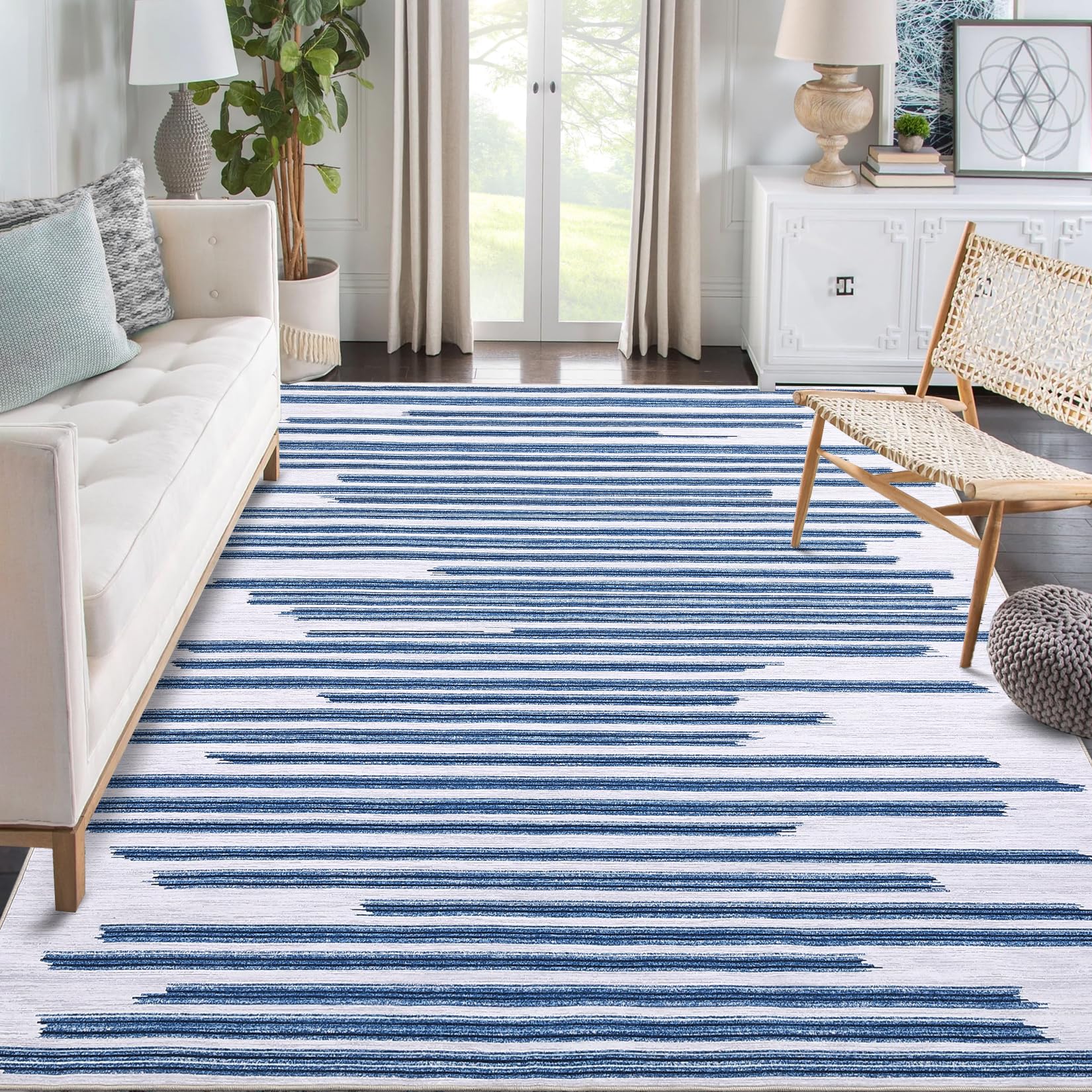 Garvee Area Rug 10x13 Washable Rug Modern Abstract Lines Design Soft Anti Slip Carpet for Living Room Bedroom