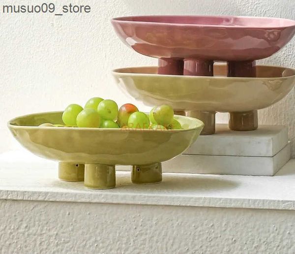 Decorative Plates Ceramic fruit tray Candy tray Dry fruit inventory Heart tray Living room Tea table Fruit basket Snack tray L240910