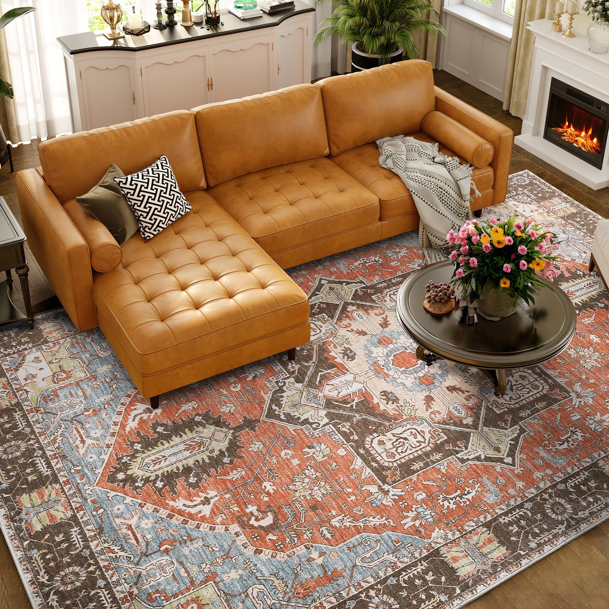 Garvee Boho Rugs for Living Room 5x7 Rug Washable Rugs Vintage Oriental Rug Bedroom Decor Floor Mats Soft Distressed Rug Non Slip Non Shedding Office 