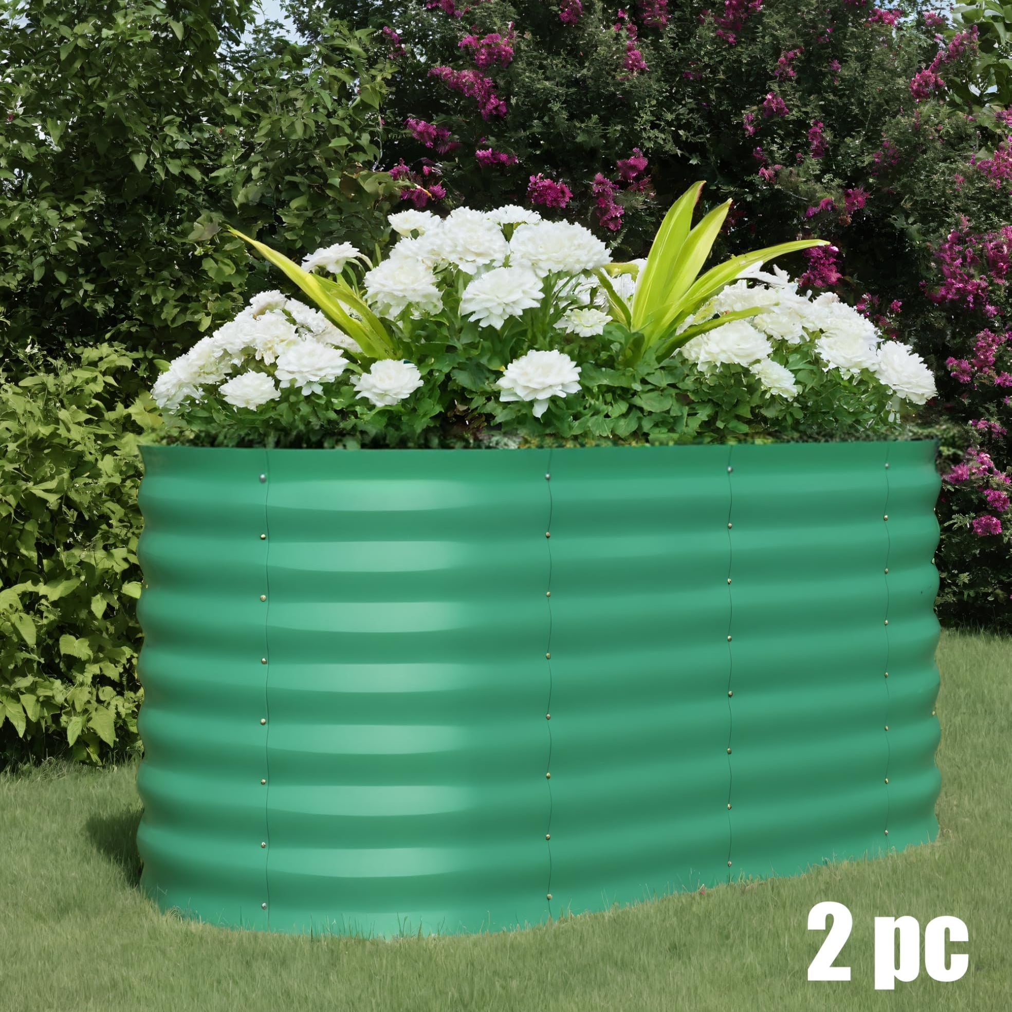 Garvee 2 Pcs 4' X 2' X 2' Galvanized Steel Raised Garden Beds, Outdoor Deep Planter Box Kit with Tool-Free Assembly, Rust-Resistant Green Coated Desig