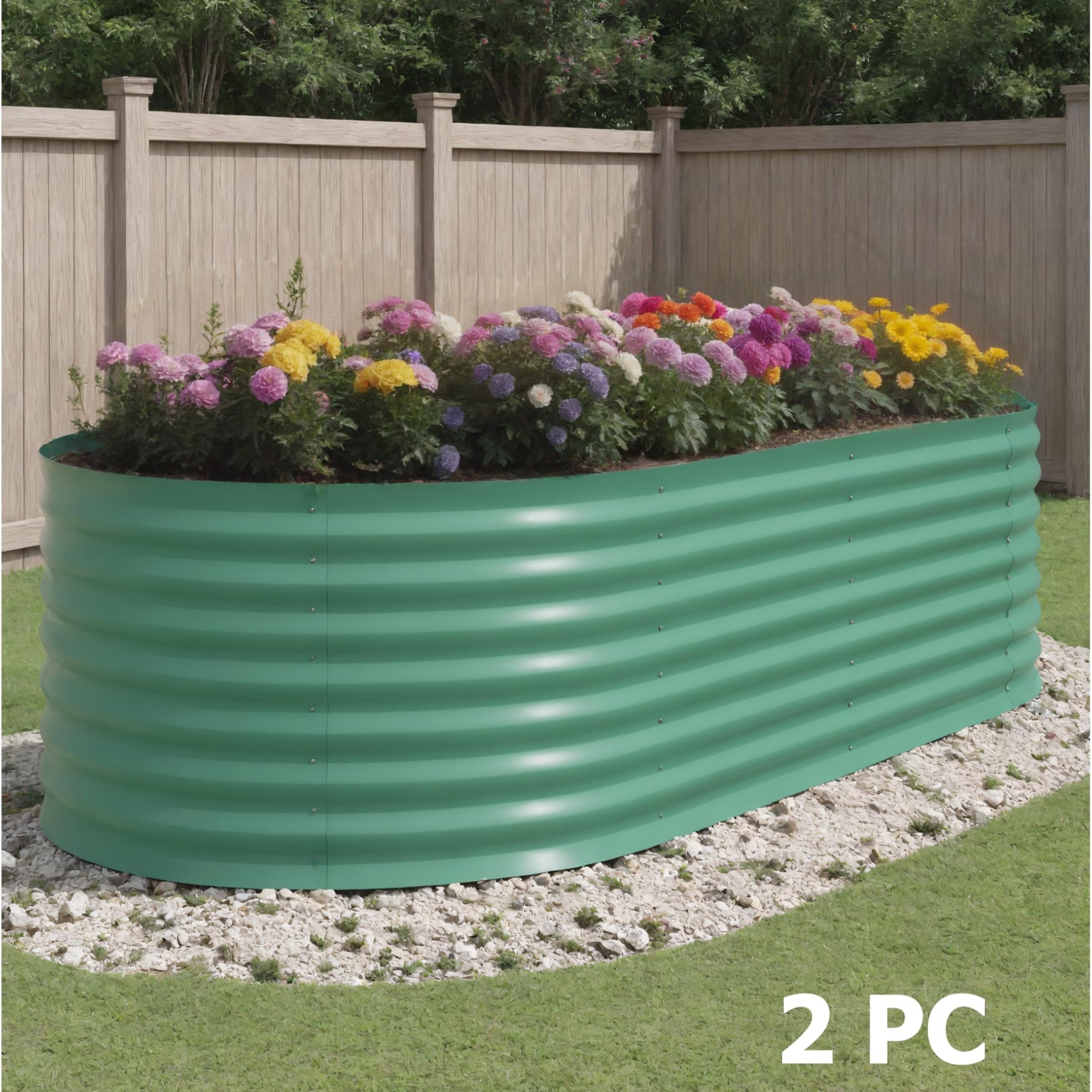Garvee 2 Pcs 8' X 4' X 2' Galvanized Steel Raised Garden Beds, Outdoor Deep Planter Box Kit with Tool-Free Assembly, Rust-Resistant Green Coated Desig