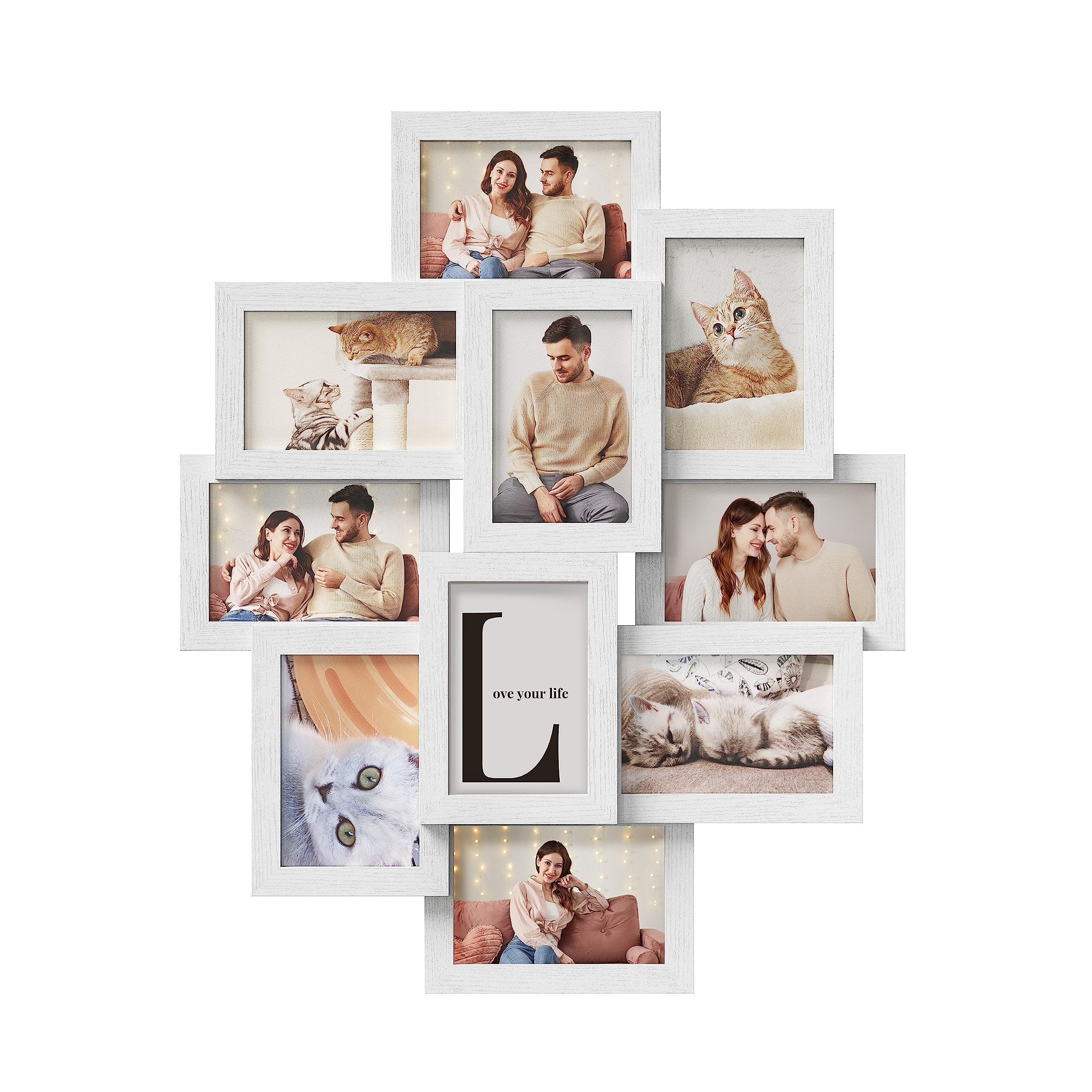 SONGMICS 4x6 Collage Picture Frames for Wall Decor, 10 Pack Family Photo Collage Frame Set for Gallery, Glass Front, Assembly Required, Cloud White UR