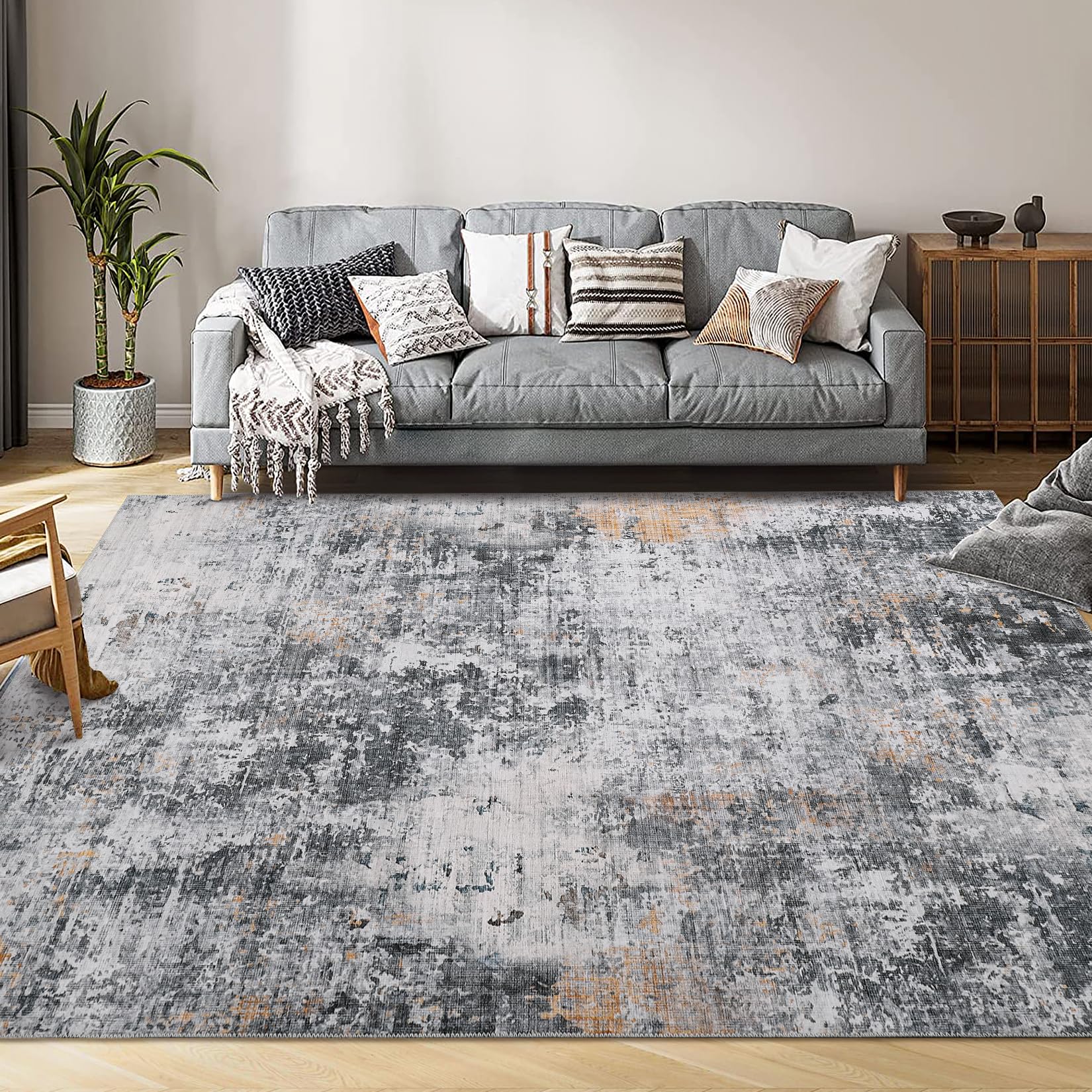 Garvee Washable Area Rug Modern Abstract Rug, Foldable Soft Indoor Carpet with Non-Slip Backing Low Pile, Non-Shedding Floor Mat for Living Room Bedro