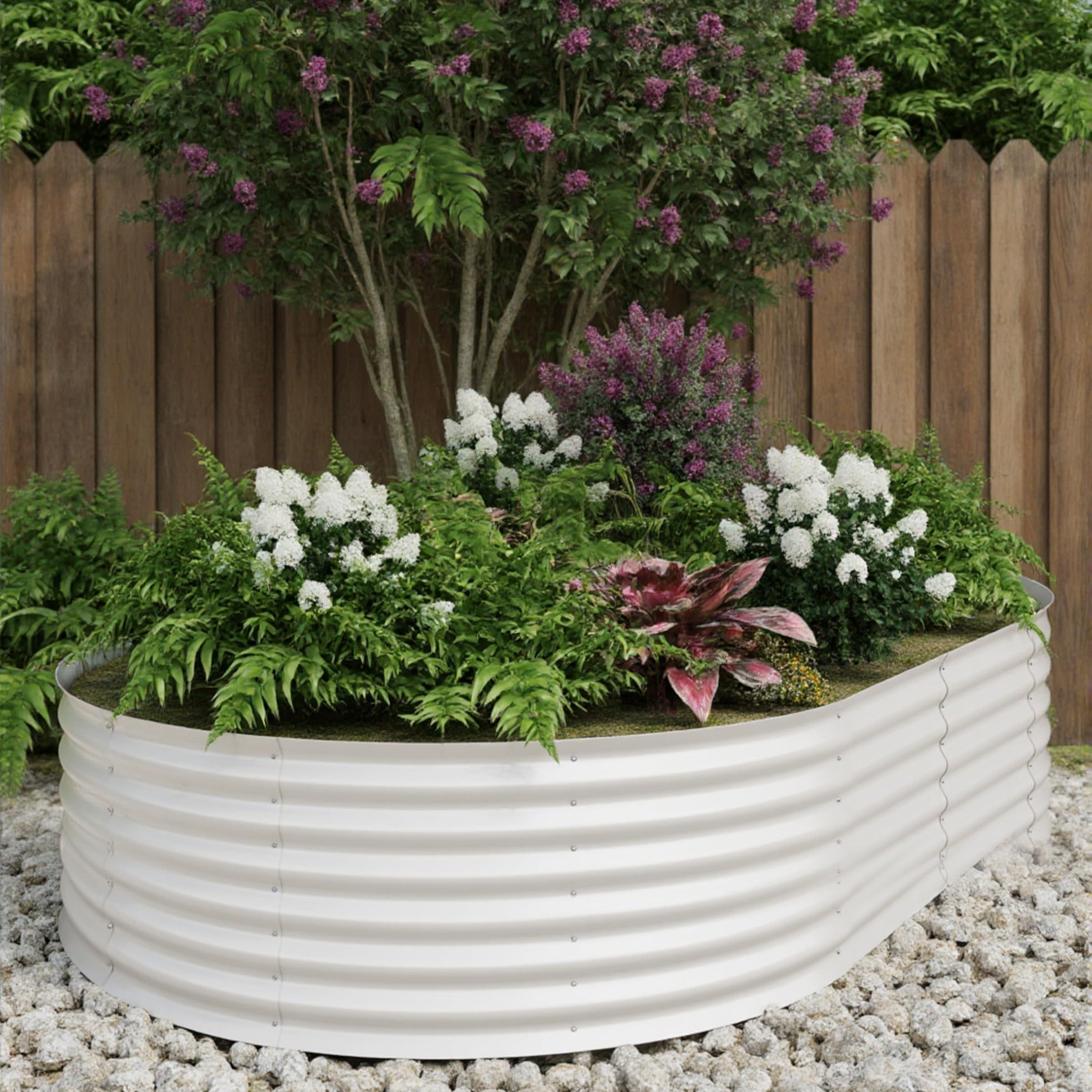 Garvee 10x4x1.5ft Oval Raised Garden Bed, 0.6mm Galvanized Steel Planter with Open Bottom, Weatherproof Outdoor Kit, Beige