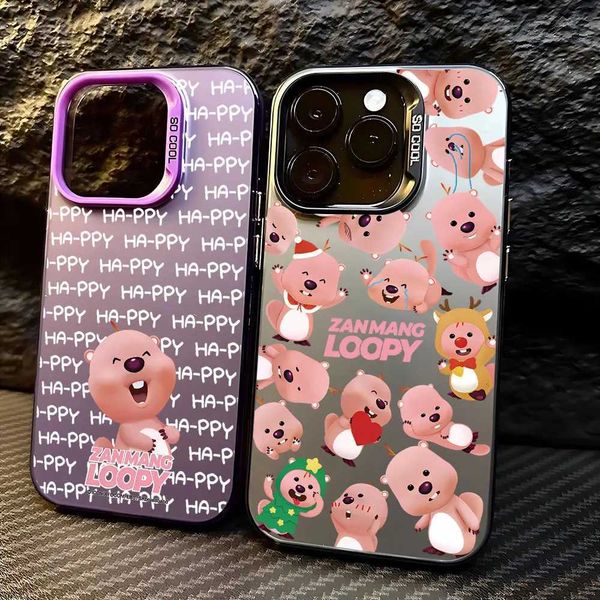 High Quality Cartoon Loop Korean Hot Doll Phone Case iPhone 16 15 14 12 11 Pro Max X XR XSMAX 8 7 Plus Candy Matte Back Cover O241209