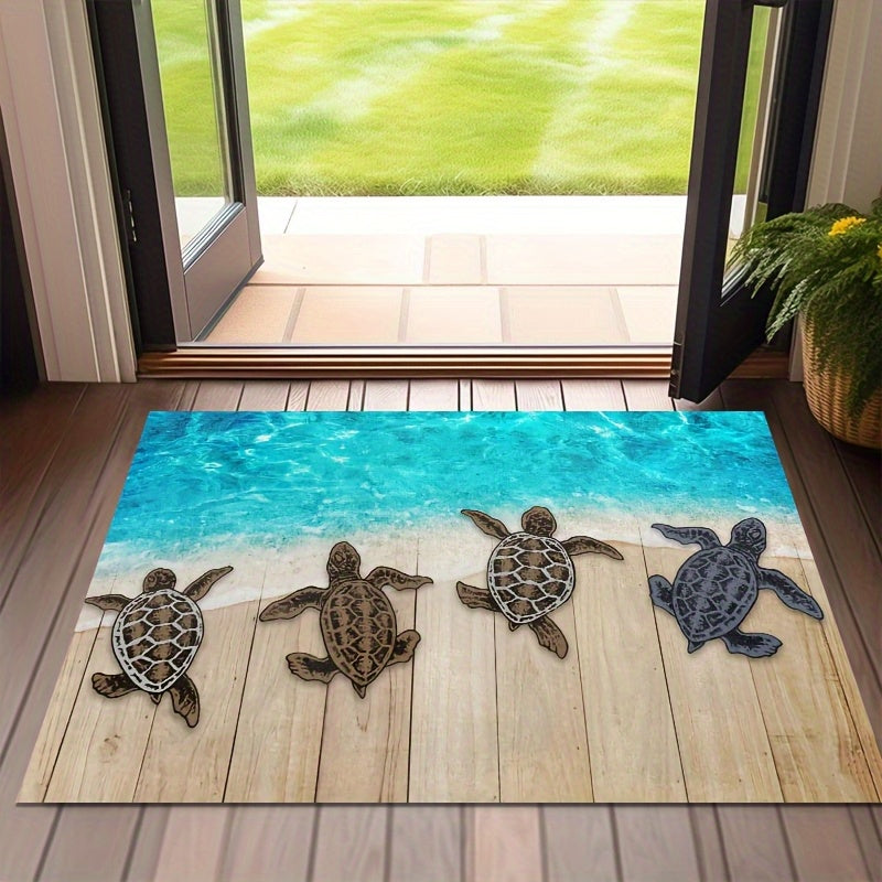 TEMU 1pc Door Mat Summer Beach Welcome Mat - Turtle And , Non-slip The Best Floor Mat Indoor- Outdoor Use, Ideal For Coastal Home Decor, Beach-themed