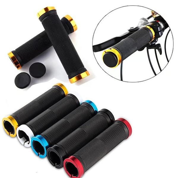 Bicycle Rubber Grips MTB Alloy Lock Bilateral Handlebar Anti Slip Cycling Sleeve Accessories 1 Pair 241216